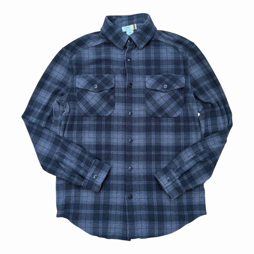 C&C California Classic Grey Soft Flannel Button Up Casual Shirt Men’s Small